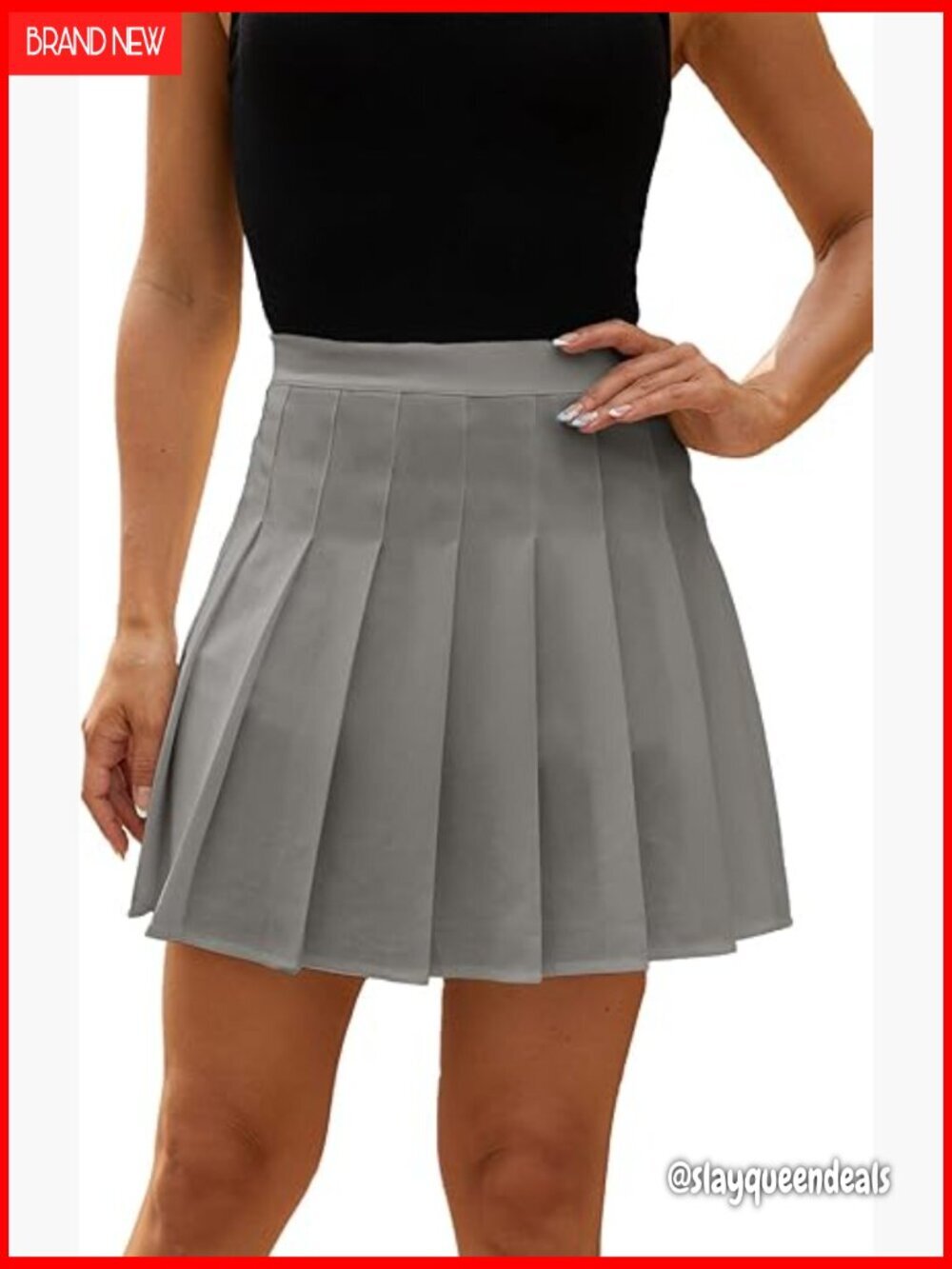 Pleated Tennis Skirt with Lining, High Waist Stretchy Mini Skirt for Women